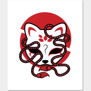 Japanese kitsune mask Posters and Art